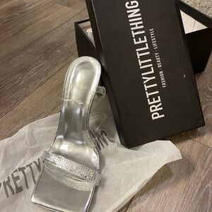 PrettyLittleThing Silver Heeled Sandals